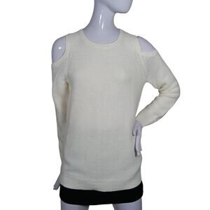 Mossimo Knit Sweater Top Size Small Off White Cold Shoulders Long Sleeve